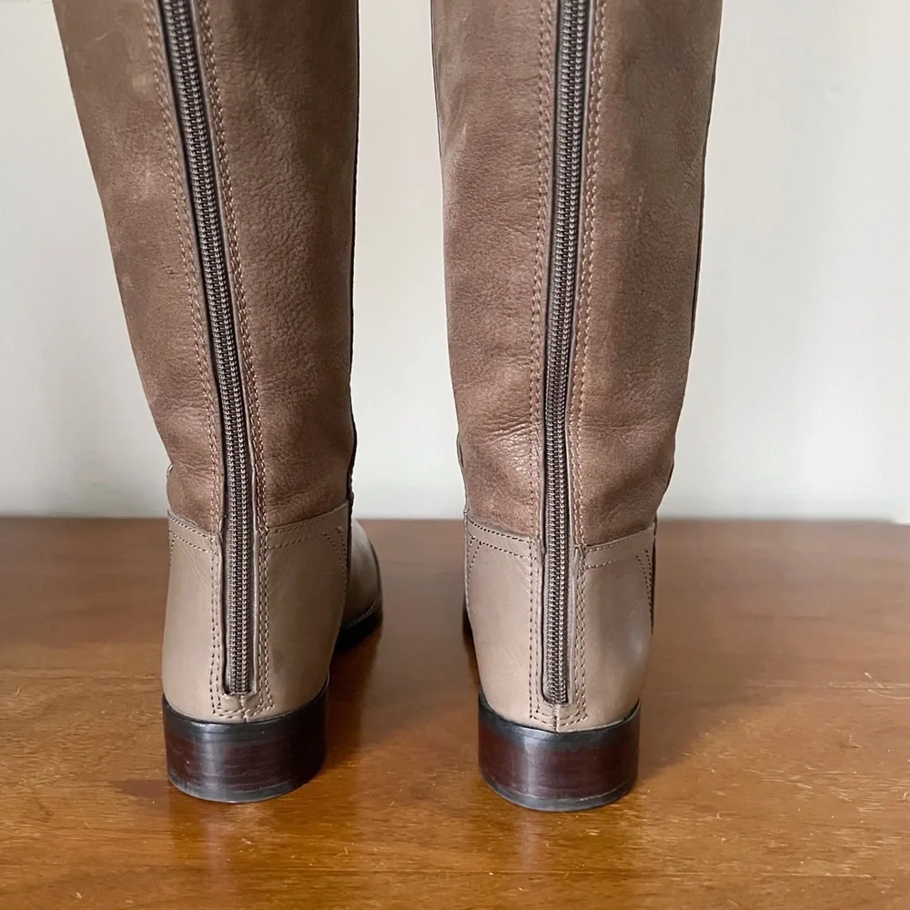 Tory Burch • Simone Over-the-Knee Boots leather Weathered Brown taupe grey